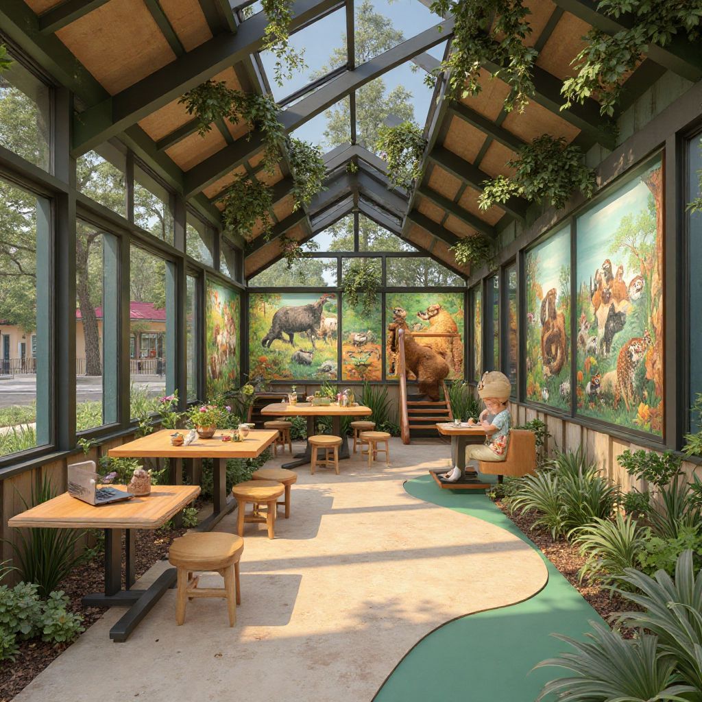 Interactive children's discovery zone with educational exhibits